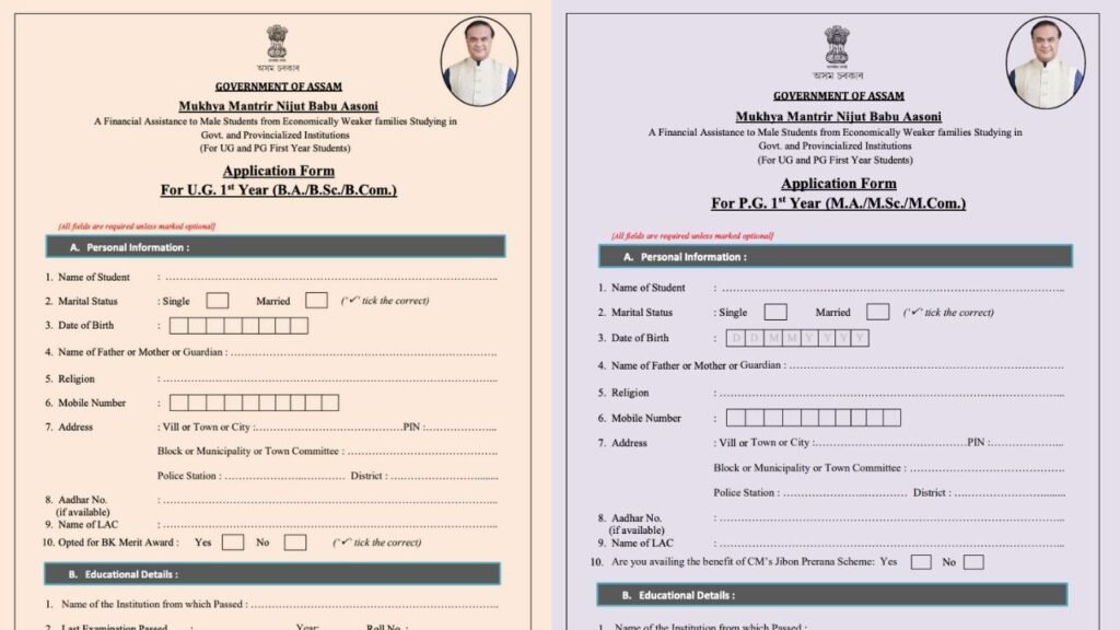 Mukhyamantri Nijut Babu Aasoni Form