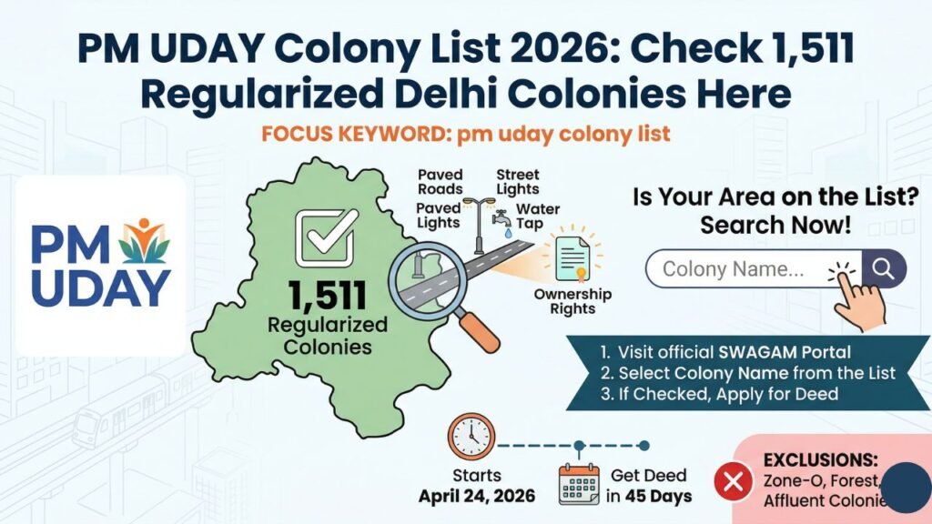 PM UDAY Colony List 2026: Check 1,511 Regularized Delhi Colonies Here